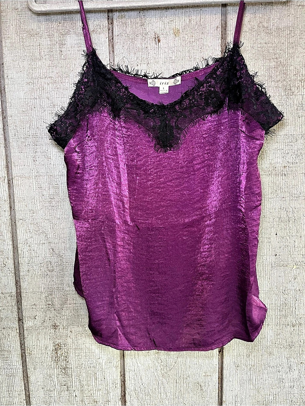 Iris Lace Trim Camisole in Purple & Black
